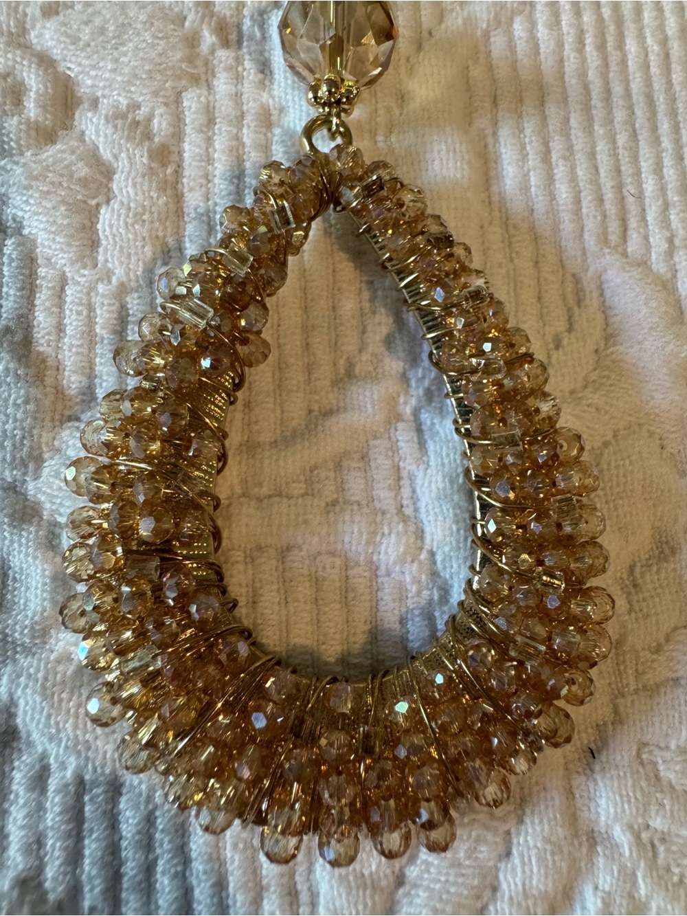Gold Teardrop Crystal Pendant Necklace - Women Jewelry